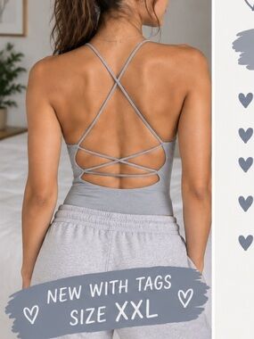 GREY American Eagle Strappy Back Bodysuit